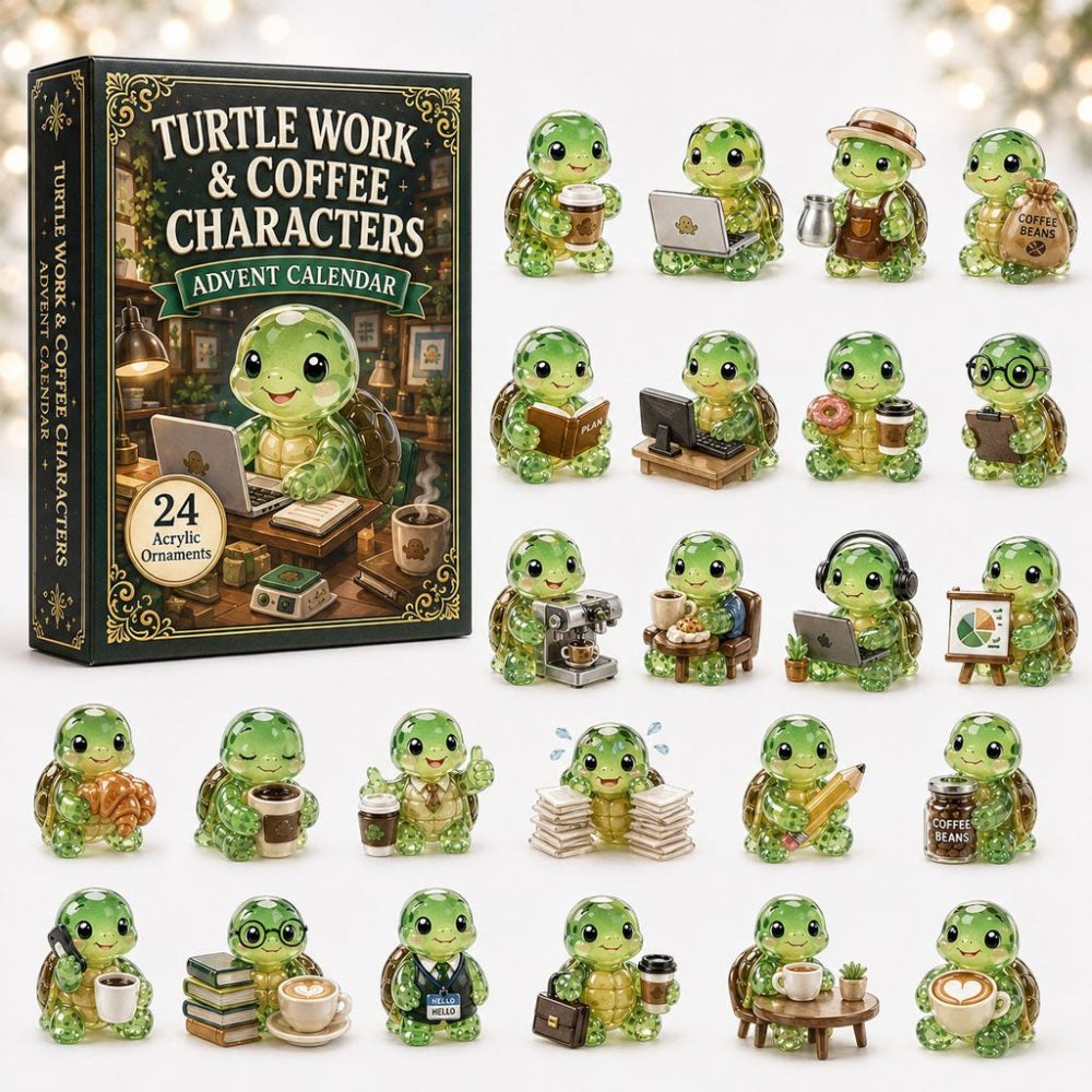 Turtle Office Advent Calendar 2026 — 24-Day Acrylic Charm Countdown, Professional Desk Decor & Gift For Coworkers
