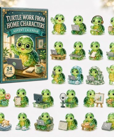 Remote Work Turtle Advent Calendar 2026 — 24-Day Acrylic Charm Countdown, Cozy Home Office & Work-From-Home Gift Set