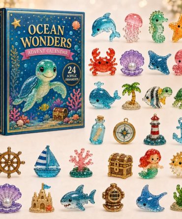 Sea Wonder Turtle Advent Calendar 2026 – 24-Day Acrylic Charm Countdown, Nautical Holiday Gift With Cute Marine Charms