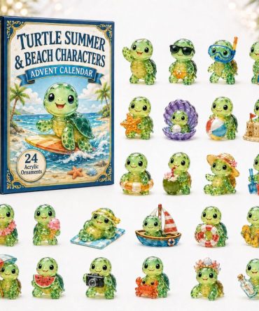 Turtle Summer Advent Calendar 2026 — 24-Day Acrylic Charm Countdown, Beachy Sea Turtle Collectible Holiday Gift