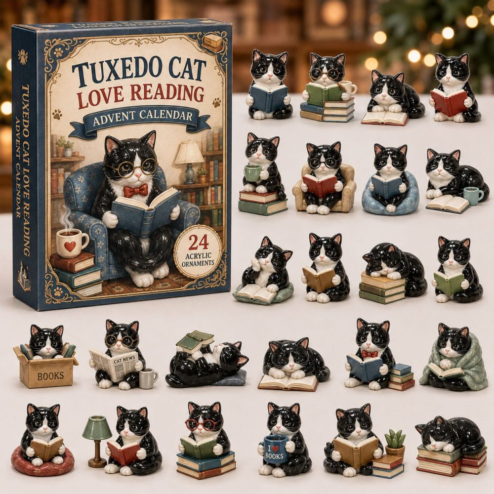 Tuxedo Cats Holiday Countdown 2026 — 24-Day Acrylic Charm Advent Calendar, Chic Cat-Lover Gift & Collectible Set