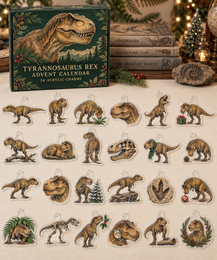 24-Day Acrylic Charm Advent Calendar — Tyrannosaurus Rex Collection , Bold Dino Countdown For Fans & Collectors