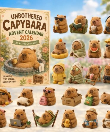 Unbothered Capybara 2026 Holiday Countdown — 24 Chill Acrylic Charms, Relaxed Capybara Collectible Advent & Fun Gift