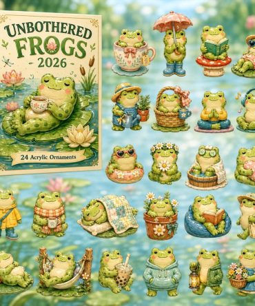 Unbothered Frogs 24-Day Advent Calendar With Quirky Acrylic Frog Charms — 2026 Fun Holiday Gift For Nature & Humor Fans