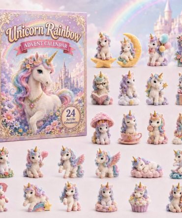 Unicorn Rainbow Advent Calendar 2026 — 24-Day Acrylic Charm Countdown, Magical Rainbow Collectible Gift For Kids