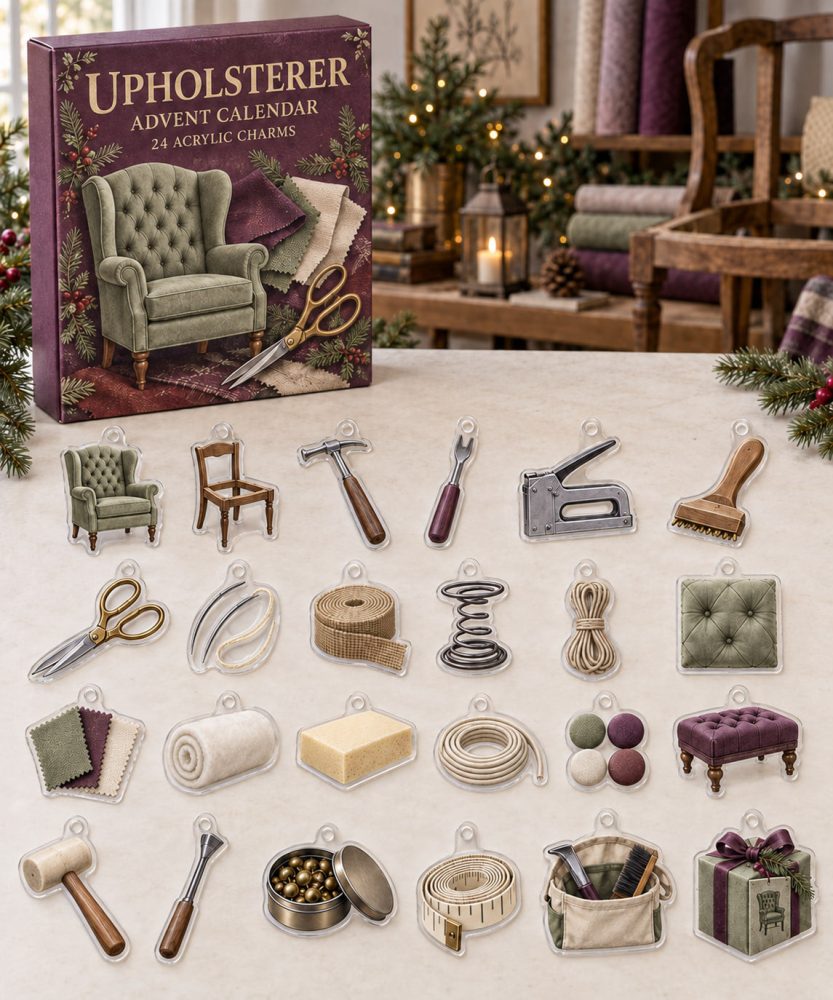 Upholsterer Countdown Collection — 24 Acrylic Upholstery Tool Charms For Holiday Gifts, Crafts & Diy Projects
