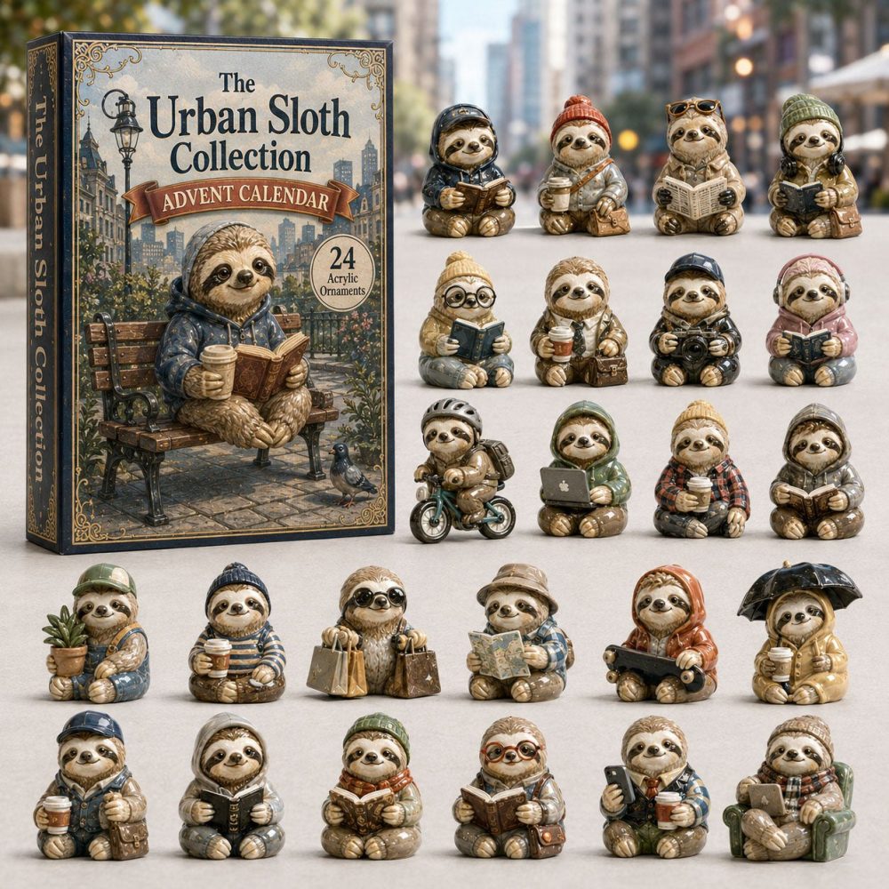 Urban Sloth Collection Advent Calendar 2026 — 24-Day Acrylic Charm Countdown, City & Chill Collectible Gift Set