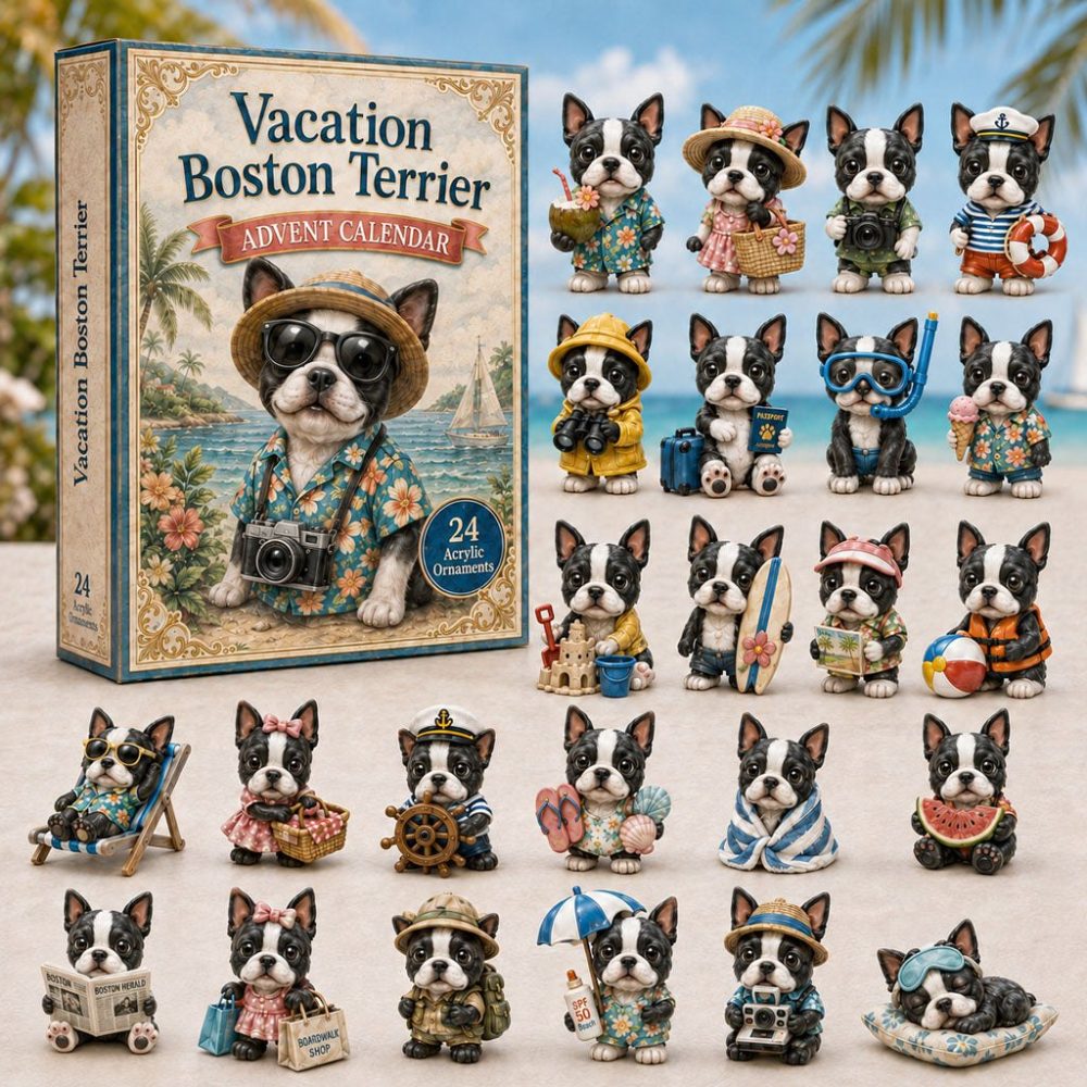 Boston Terrier Trip Advent Calendar 2026 — 24-Day Acrylic Charm Countdown, Travel-Inspired Gift For Dog Lovers