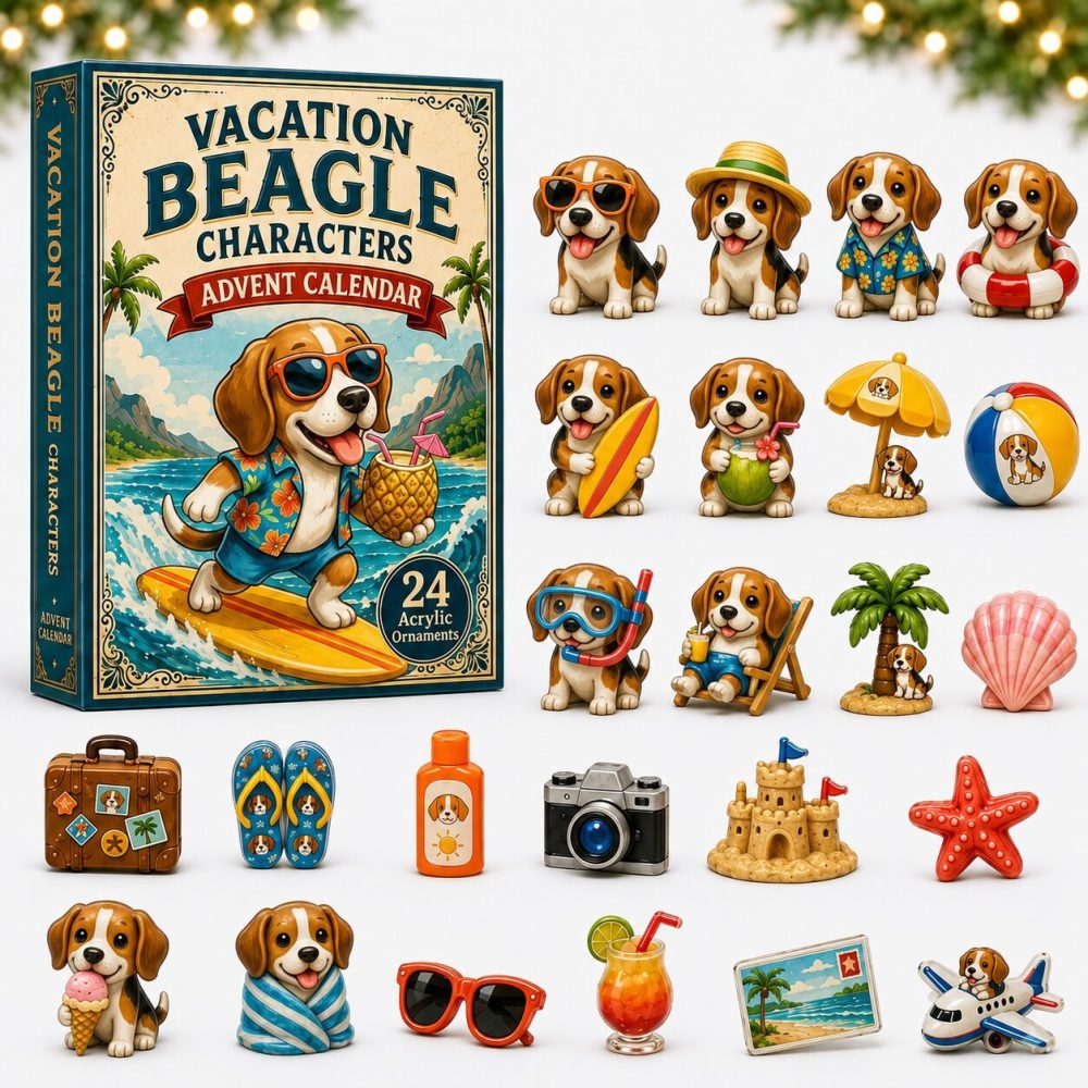 Beagle Holiday Travel Advent Calendar 2026 — 24-Day Acrylic Charm Countdown, Charming Gift For Beagle Fans