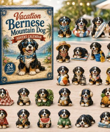 Vacation Bernese Mountain Getaway — 24-Day Travel Acrylic Charm Countdown, Bernese Souvenir Gift Set 2026