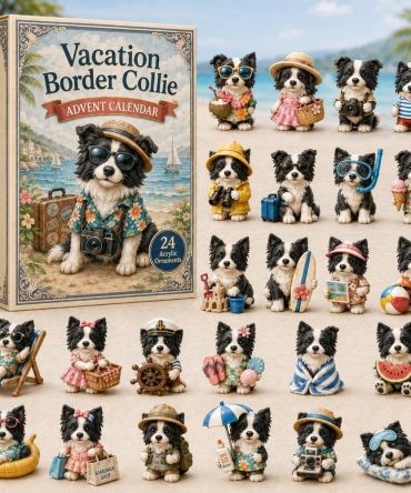 Border Collie Vacation Countdown Calendar 2026 — 24-Day Acrylic Charm Set, Travel-Themed Gift For Dog Lovers