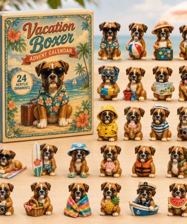 Vacation Boxer 24-Day Advent Calendar 2026 - Travel-Themed Acrylic Charms, Boxer Dog Gift & Holiday Countdown For Pet Lovers