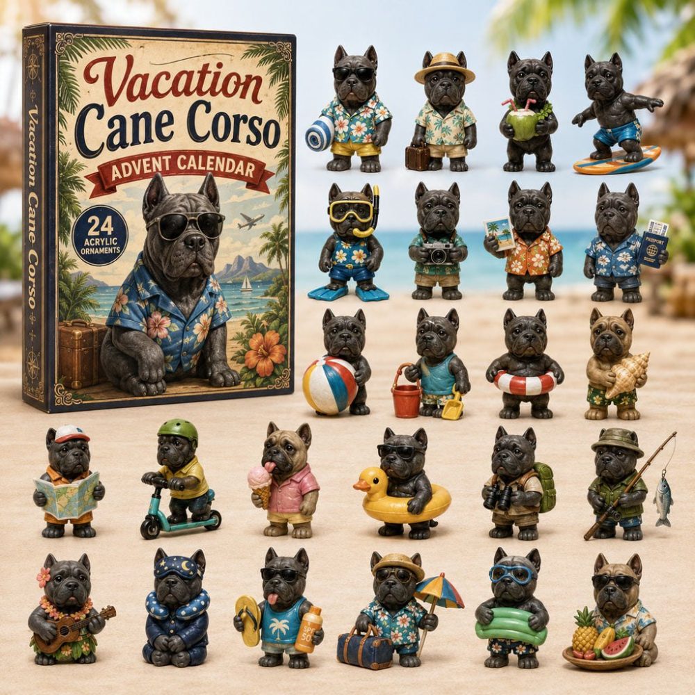 Cane Corso Vacation 2026 — 24-Day Dog Advent Calendar With Travel-Themed Acrylic Cane Corso Charms, Unique Gift For Owners