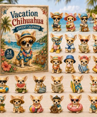 Vacation Chihuahua 24-Day Advent Calendar With Acrylic Tiny Dog Charms — 2026 Playful Gift For Chihuahua Fans & Collectors