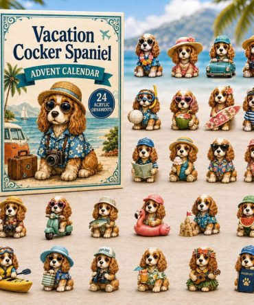 Vacation Cocker Spaniel 24-Day Countdown With Acrylic Dog Charms — 2026 Limited Holiday Gift For Cocker Fans