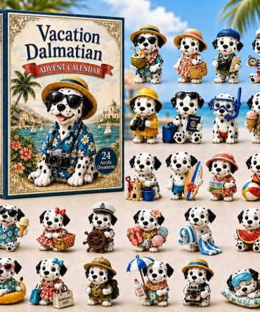 Dalmatian Vacation Advent Calendar 2026 — 24-Day Acrylic Charm Countdown, Spotty Travel-Themed Holiday Collectible