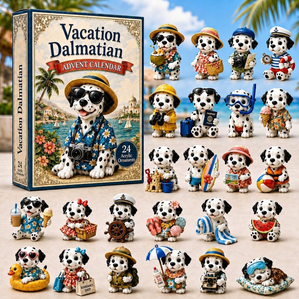 Dalmatian Vacation Advent Calendar 2026 — 24-Day Acrylic Charm Countdown, Spotty Travel-Themed Holiday Collectible