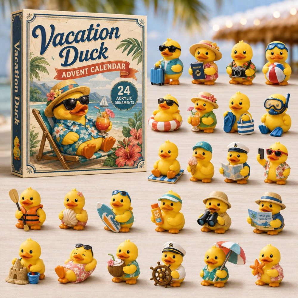Duck Vacation 2026 — 24-Day Travel-Advent Calendar With Cute Acrylic Duck Charms, Fun Holiday Countdown For Bird & Animal Fans