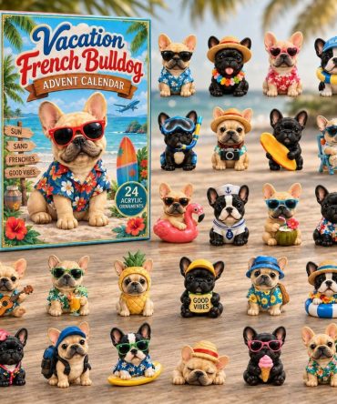 Vacation Frenchie Summer Escape Countdown — 24 Vacation-Themed Acrylic Charms, Fun Advent Gift For Dog Lovers 2026