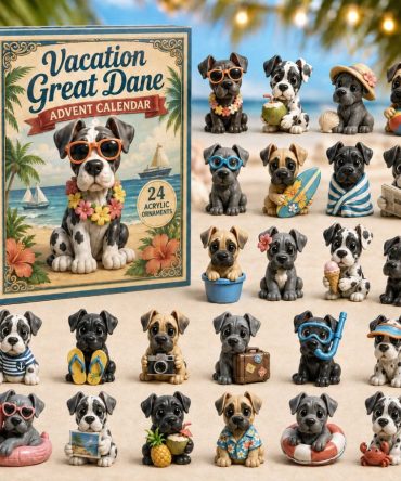 Great Dane Vacation 2026 Advent Calendar — 24 Giant Dog Acrylic Charms, Travel Countdown, Perfect Gift For Dane Owners