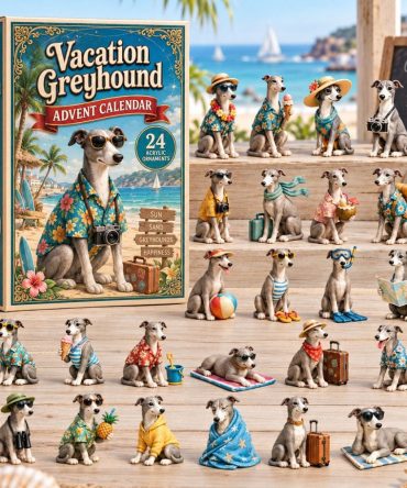Vacation Greyhound 24-Day Charm Countdown Calendar - 2026 Acrylic Holiday Gift Set For Dog Lovers & Collectors