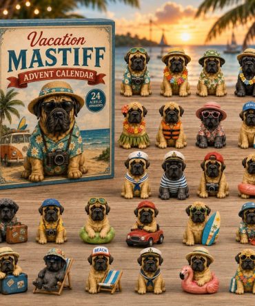Vacation Mastiff Advent Calendar 2026 - 24-Day Acrylic Charms Countdown , Collectible Gift For Mastiff Families & Giant Dog Fans