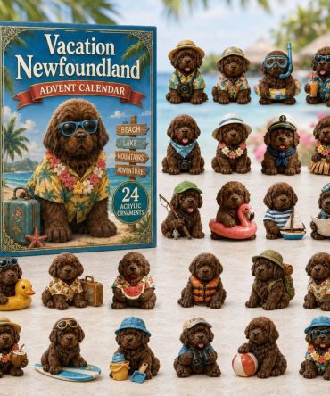 Newfoundland Vacation 2026 Advent Calendar — 24 Big Dog Acrylic Charms, Travel-Themed Countdown, Gift For Large Breed Fans