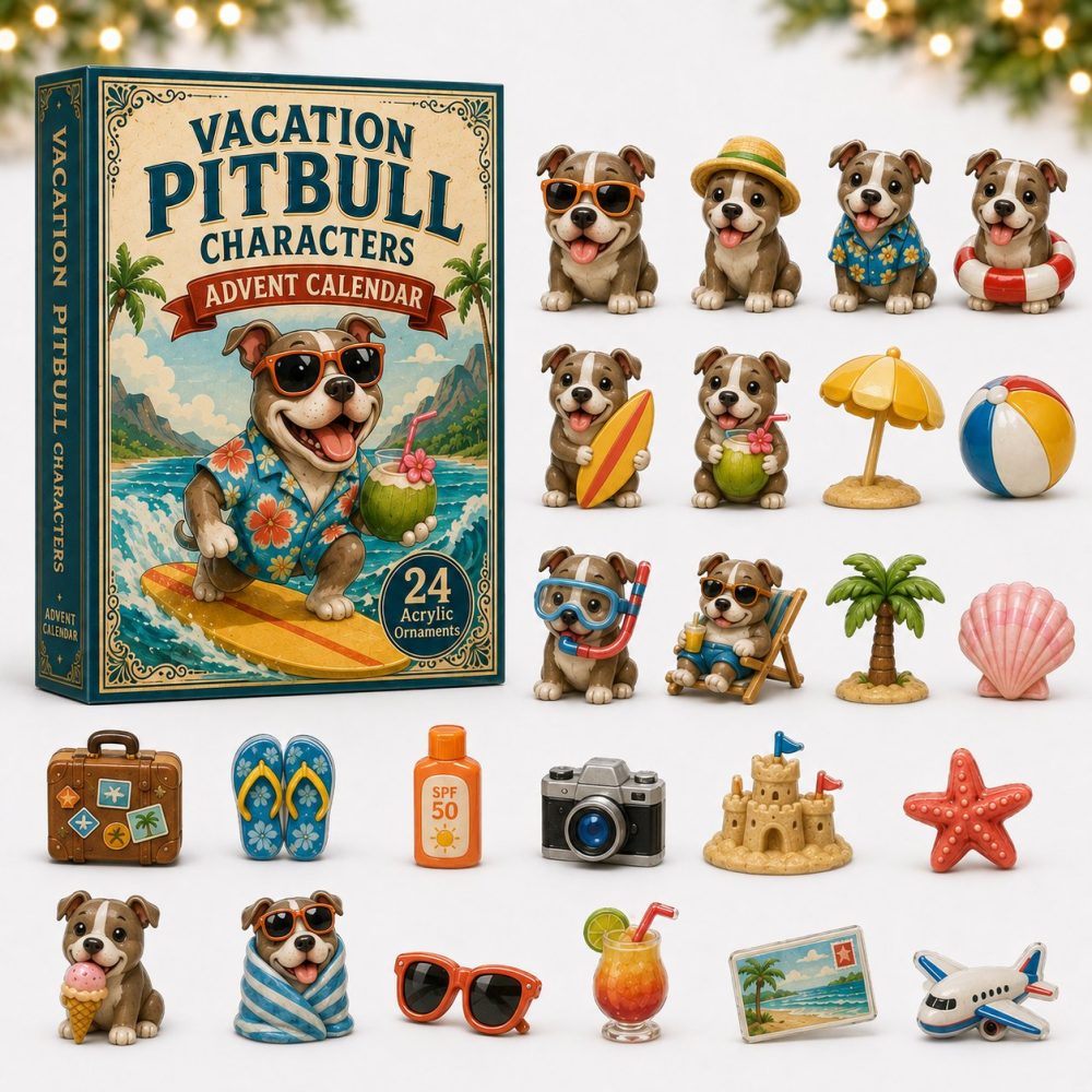 Pitbull Vacation Characters Advent Calendar 2026 — 24-Day Acrylic Charm Countdown, Fun Collectible Gift For Fans