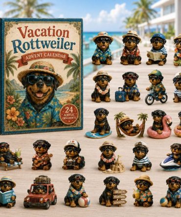 2026 Vacation Rottweiler Themed Advent Countdown — 24 Acrylic Charm Surprises, Dog Lover Gift Box For Pet Owners & Collectors