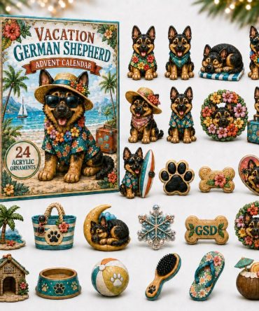 2026 Shepherd Dog Vacation Advent Calendar — 24-Day Acrylic Charm Countdown, Travel-Themed Collectible Holiday Gift