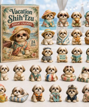 Shih Tzu Vacation 2026 Advent Calendar — 24 Travel Dog Acrylic Charms, Cute Countdown For Pet Lovers, Stocking Stuffer Gift