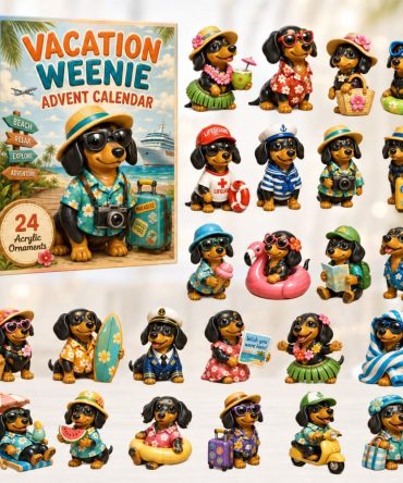 Vacation Weenie Holiday Countdown 2026 — 24-Day Acrylic Charm Advent Set For Dachshund Fans & Dog Lovers