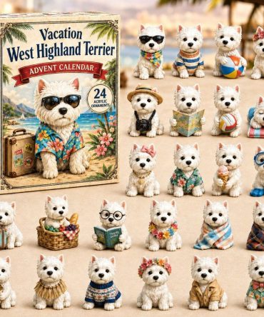 Vacation West Highland Terrier 24-Day Advent Countdown With Acrylic Dog Charms — 2026 Travel-Themed Gift For Terrier Fans