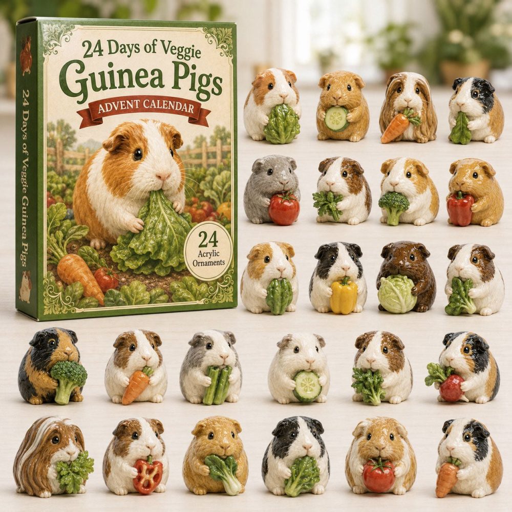 Veggie Guinea Pig Holiday Countdown 2026 — 24-Day Cute Acrylic Charm Advent Set For Small Pet Lovers