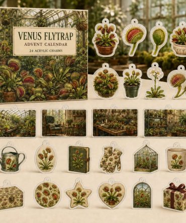 Venus Flytrap 24-Day Plant Charm Countdown — Acrylic Botanical Charms Set, Unique Gift For Plant Lovers & Terrarium Fans