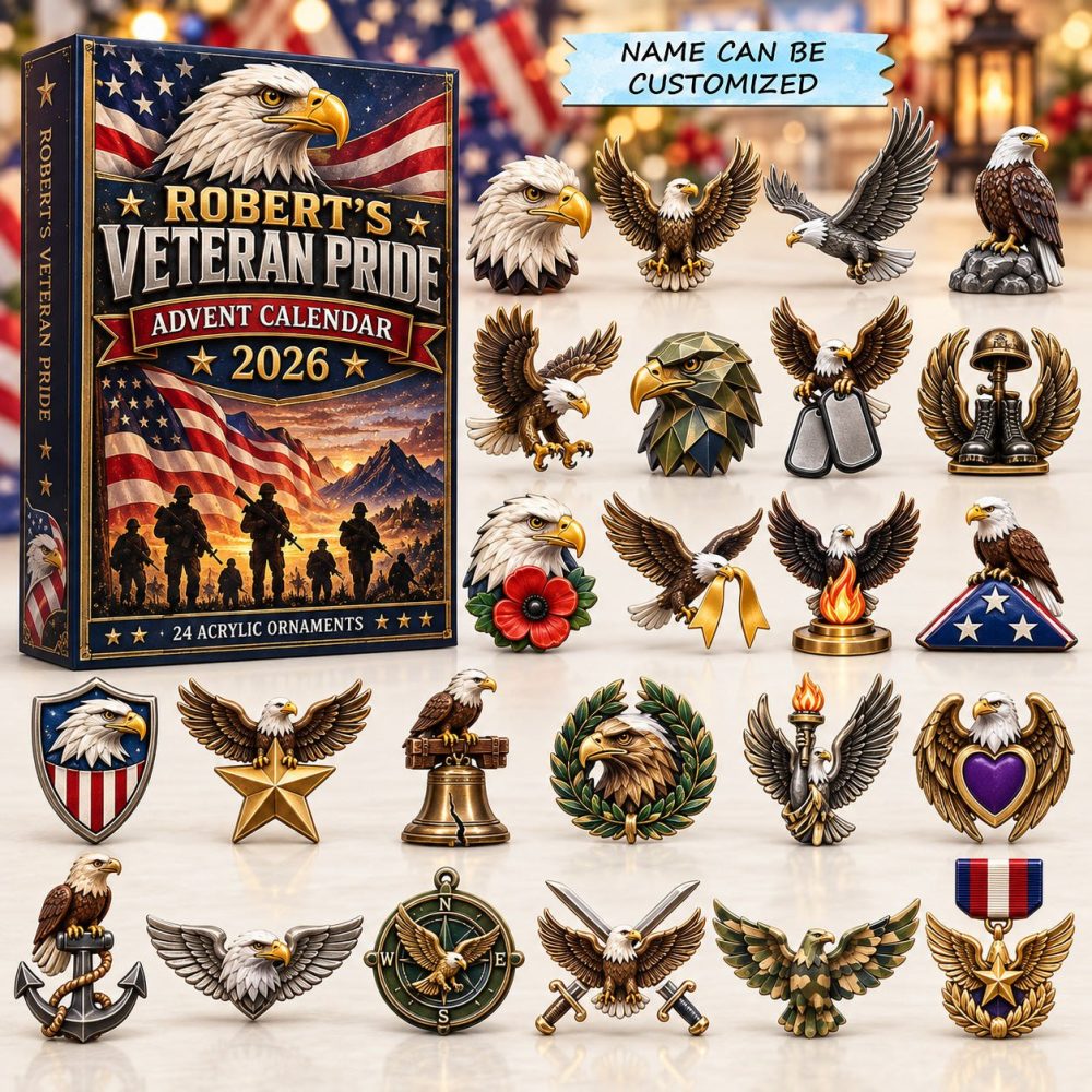 2026 Veteran Pride Collectible Advent Calendar – 24-Day Military Countdown With 24 Acrylic Charms, Gift-Ready Seasonal Decor