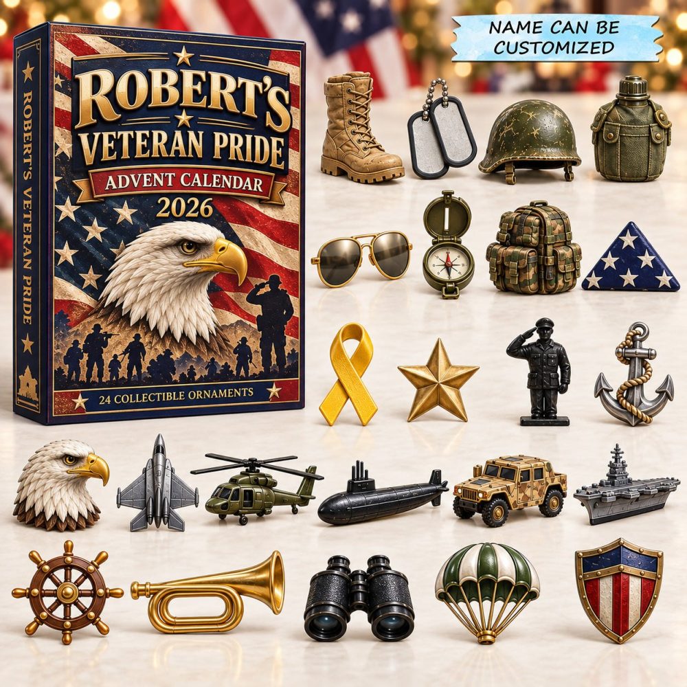 2026 Veteran Pride Holiday Countdown – 24-Day Advent Calendar With 24 Collectible Acrylic Charms, Tribute Gift For Veterans