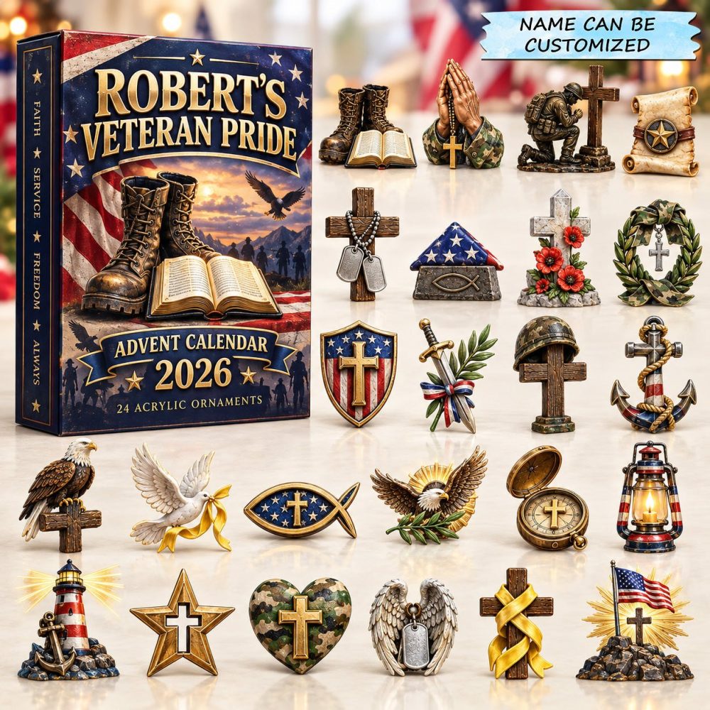 2026 Patriotic Veteran Advent Set – 24-Day Countdown Calendar With 24 High-Quality Acrylic Charms, Keepsake Holiday Gift