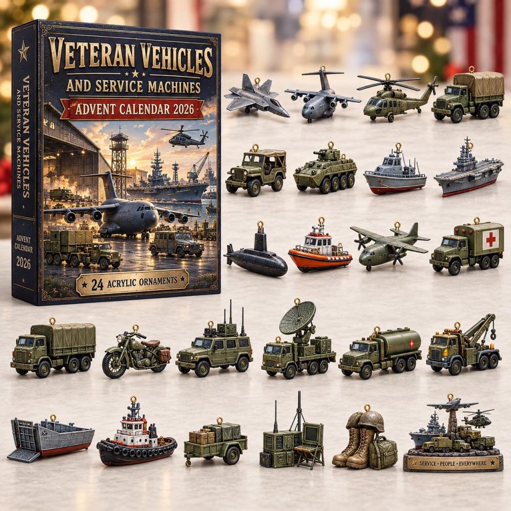 Veteran Vehicle Tribute 24-Day Holiday Countdown Calendar 2026 – Acrylic Military Vehicle Charms, Patriotic Keepsake Gift For Collectors