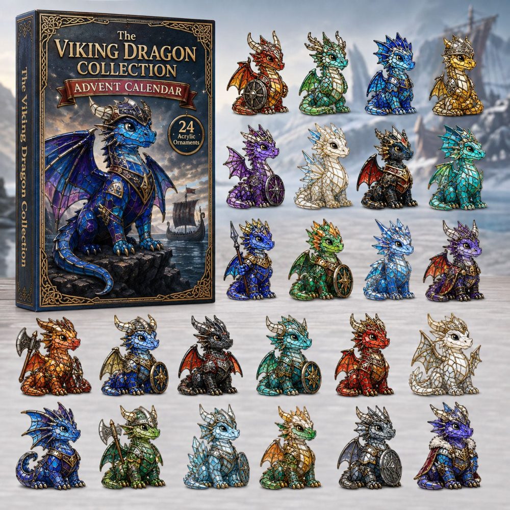 Viking Dragon Holiday Countdown 2026 — 24-Day Acrylic Charm Advent Set For Norse Myth & Fantasy Fans