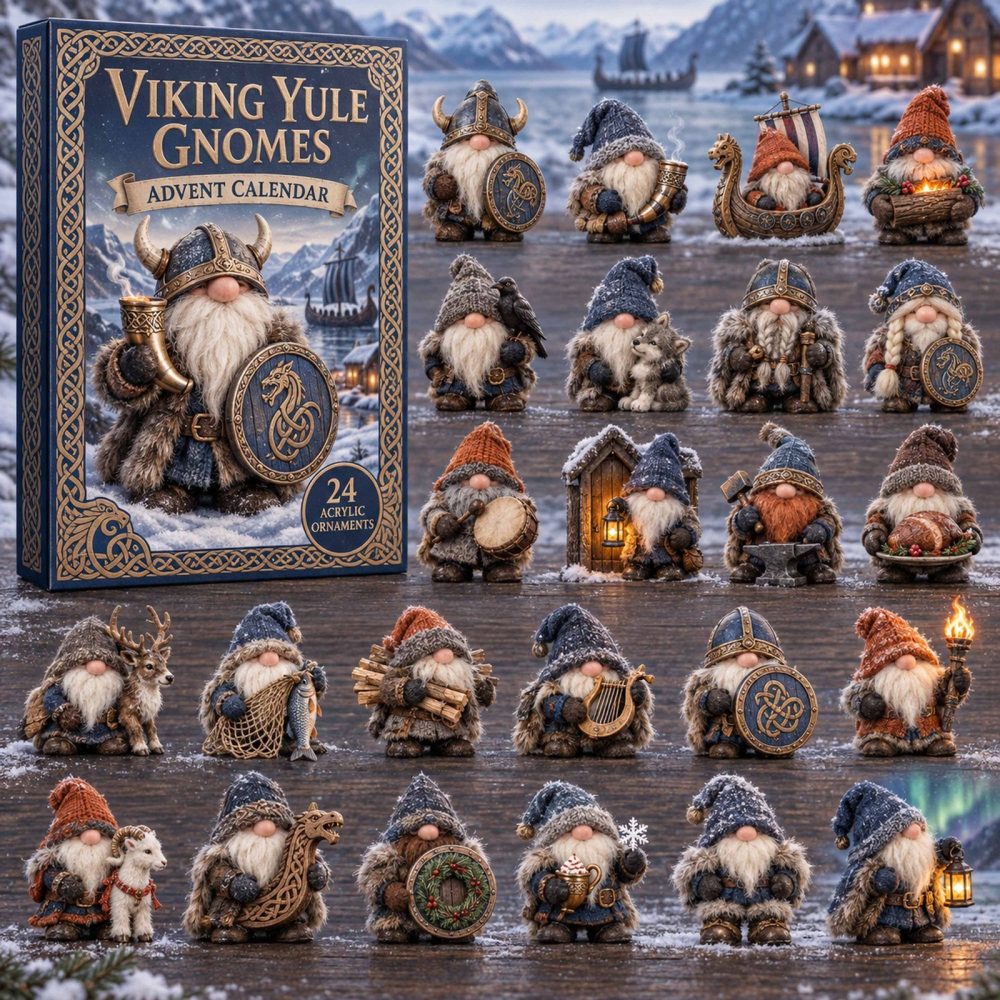 Viking Yule Gnomes 24-Day Acrylic Charm Countdown — Norse-Inspired Holiday Advent With Runic Gnomes, Unique Christmas Decor & Gift
