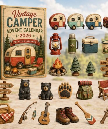 Vintage Camper Holiday Countdown 2026 — 24-Day Collectible Acrylic Charm Set For Rvers & Outdoor Lovers
