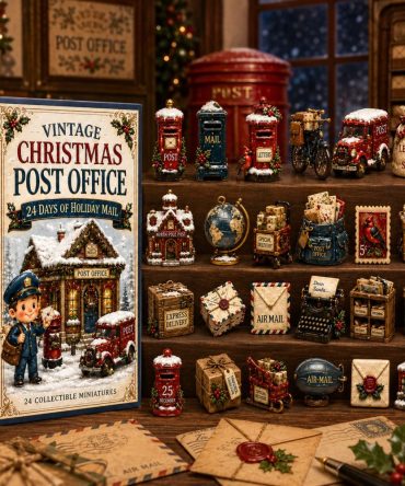 Retro Holiday Post Office Advent Calendar 2026 — 24-Day Collectible Acrylic Charm Countdown For Christmas Gifts & Decor