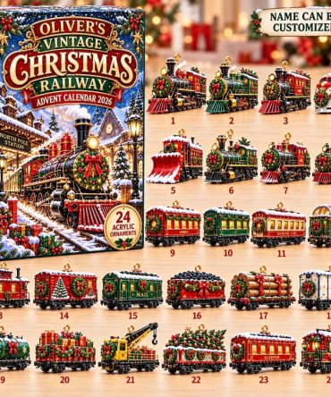 2026 Vintage Christmas Railway Advent Calendar — 24-Day Train-Themed Holiday Countdown With Retro Acrylic Charms