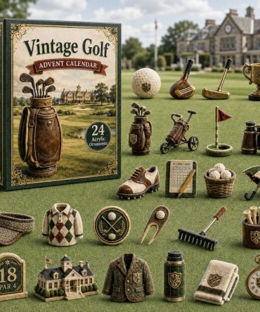 Vintage Golf Holiday Countdown 2026 — 24-Day Acrylic Charm Advent Set For Golfers, Caddies & Fans
