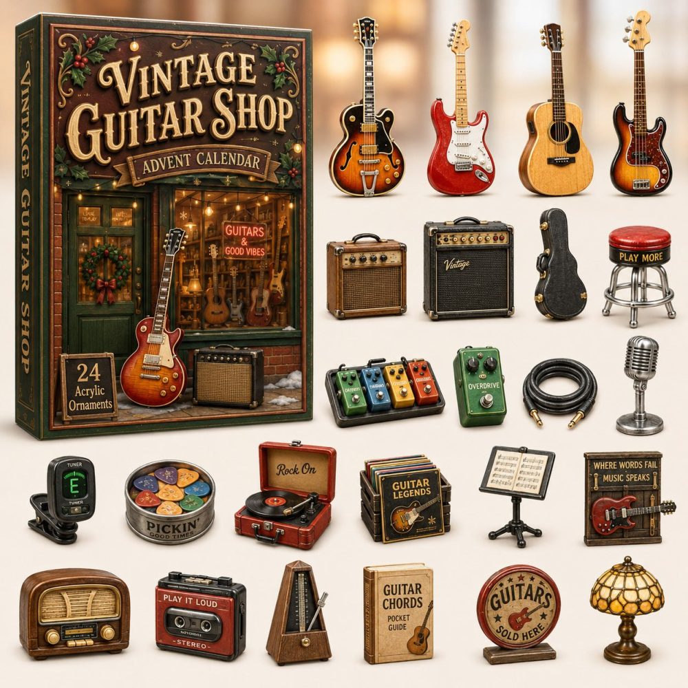 2026 Limited-Edition Vintage Guitar Holiday Countdown — 24 Days Of Acrylic Guitar Charms & Mini Collectibles, Gift For Musicians