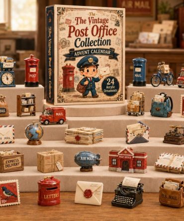 Vintage Post Office Advent Calendar 2026 - 24-Day Acrylic Charms Countdown , Collectible Gift For Stamp Collectors