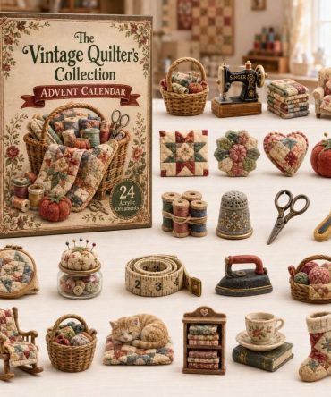 Vintage Quilting Holiday Countdown 2026 — 24-Day Collectible Acrylic Charm Set For Quilters & Sewists