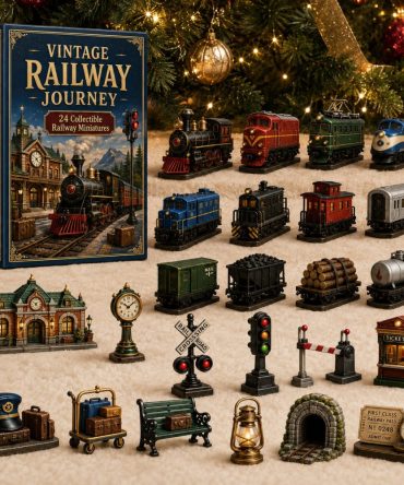 Vintage Railway Journey Advent Calendar 2026 – 24-Day Train-Themed Countdown With Acrylic Charms & Retro Collectible Miniatures