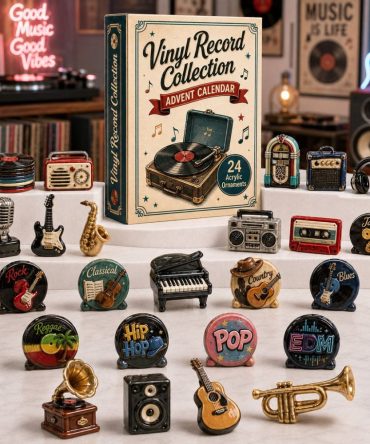 Vinyl Record Collection 2026 — 24-Day Retro Music Advent Calendar With Collectible Acrylic Record Charms, Gift For Vinyl Lovers